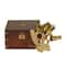 Gold Brass Sextant Compass with Decorative Box Set